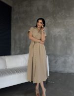 Önden Düğmeli Midi Boy Elbise