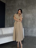 Önden Düğmeli Midi Boy Elbise