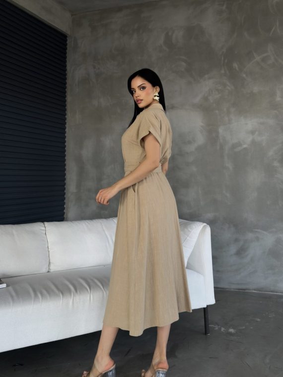 Önden Düğmeli Midi Boy Elbise