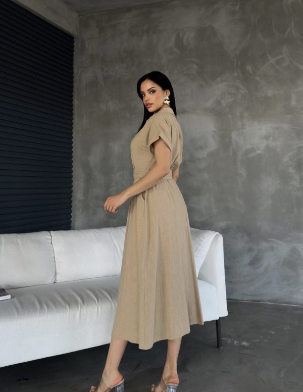 Önden Düğmeli Midi Boy Elbise