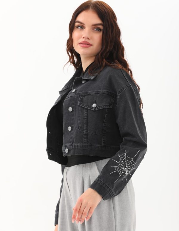 Örümcek Ağ Taş Detaylı Ceket