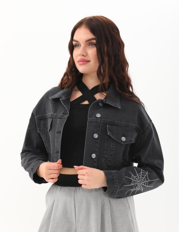 Örümcek Ağ Taş Detaylı Ceket