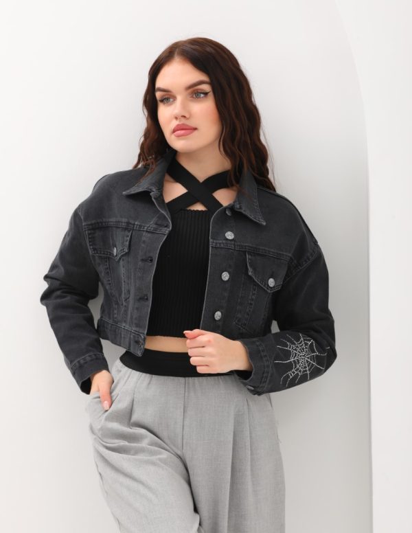 Örümcek Ağ Taş Detaylı Ceket