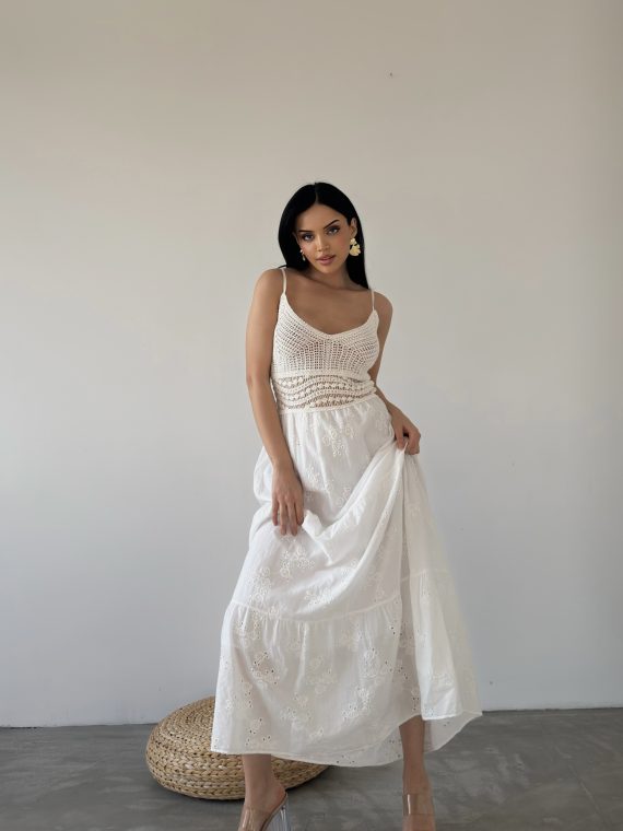 Robası Triko Askı Detaylı Elbise