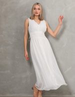 Şifon Kruvaze Uzun Elbise