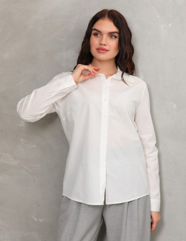 Yakası İnci Detaylı Gömlek