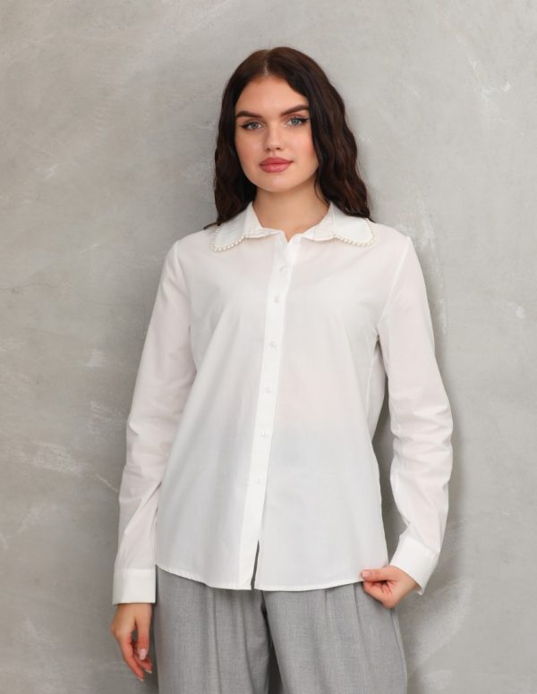 Yakası İnci Detaylı Gömlek
