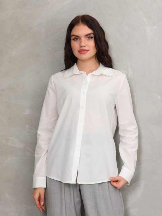 Yakası İnci Detaylı Gömlek