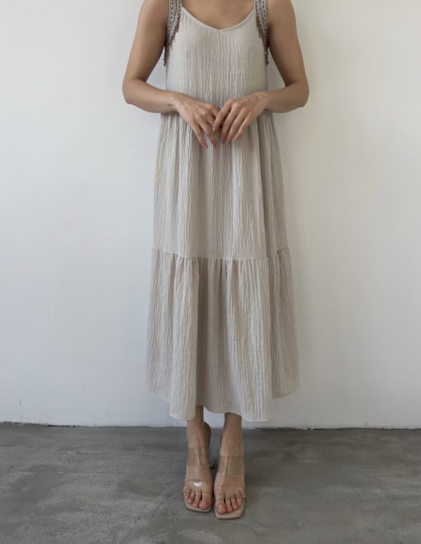 Yakası Nakışlı Elişi Boncuk İşlemeli Elbise