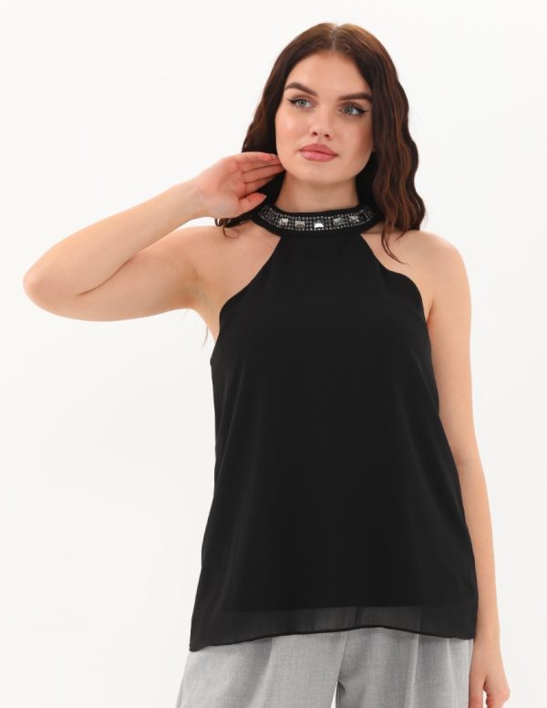 Yakası Taş İşlemeli Bluz