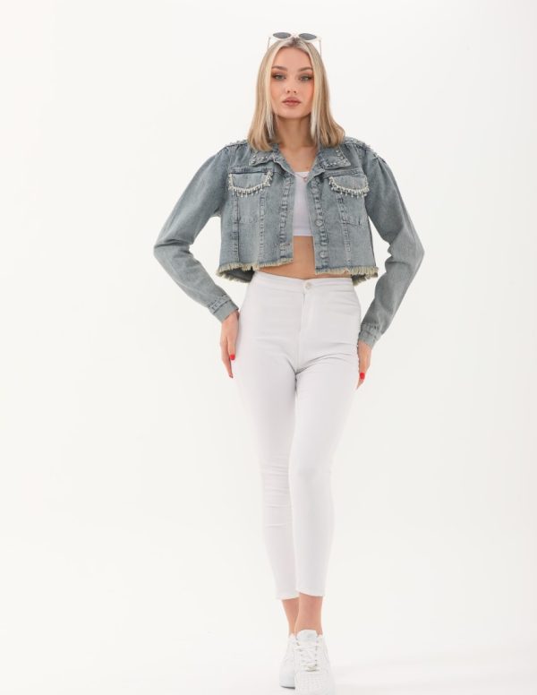 Yakası ve Robası Taşlı Cep Kapağı Zincirli Ceket