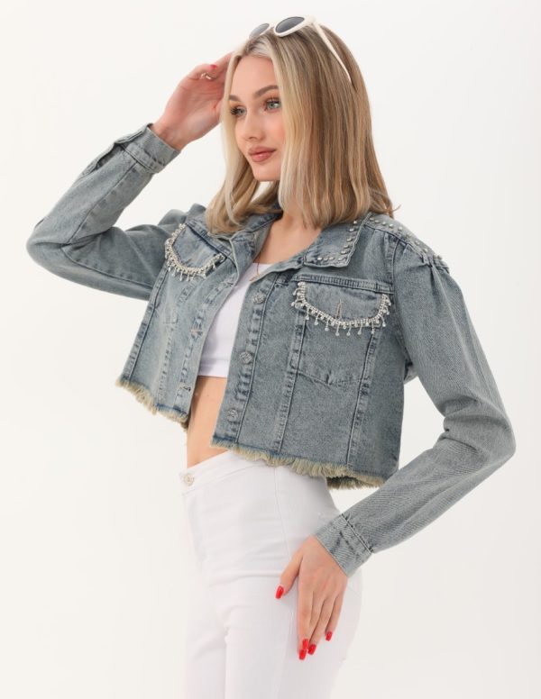 Yakası ve Robası Taşlı Cep Kapağı Zincirli Ceket