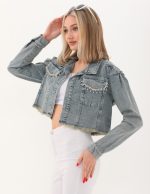 Yakası ve Robası Taşlı Cep Kapağı Zincirli Ceket