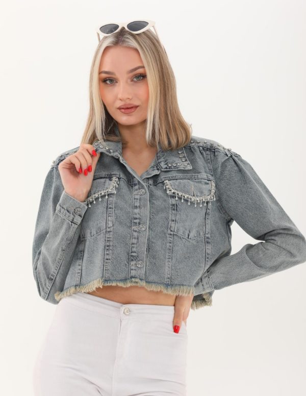 Yakası ve Robası Taşlı Cep Kapağı Zincirli Ceket