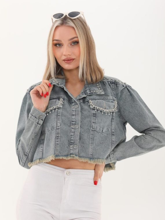 Yakası ve Robası Taşlı Cep Kapağı Zincirli Ceket