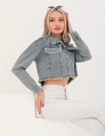 Yakası ve Robası Taşlı Cep Kapağı Zincirli Ceket