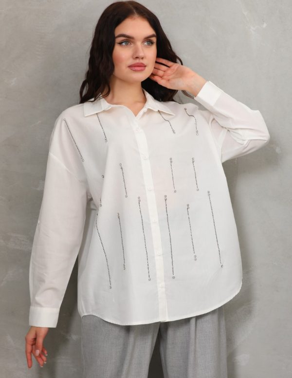 Yapıştırma Taş Detaylı Gömlek