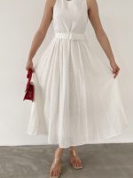 Beli Kemerli Büzgülü Uzun Elbise