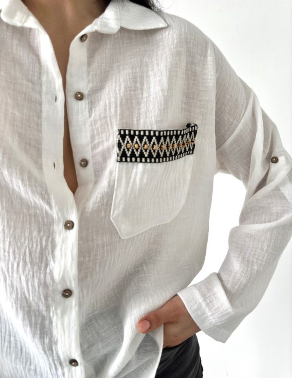 Cep Kapağı Etnik Desenli Gömlek