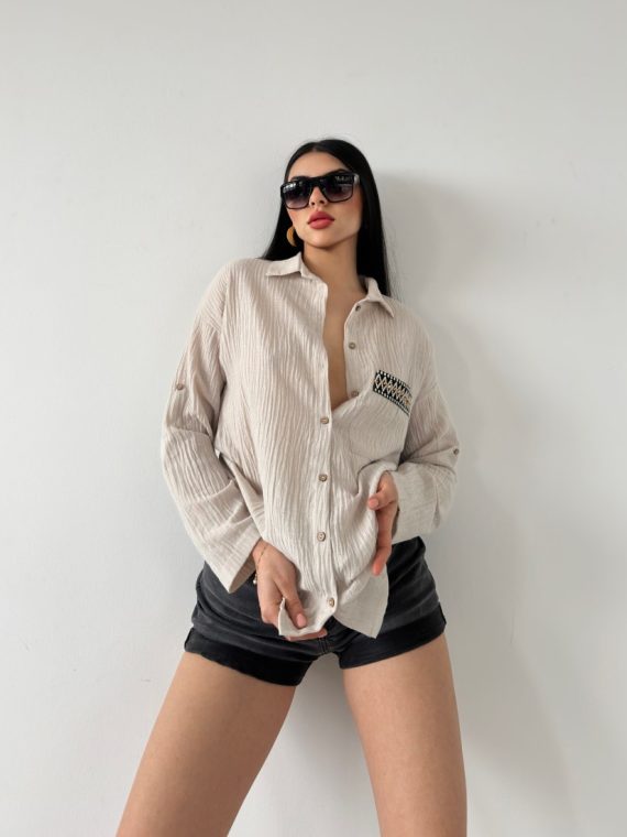 Cep Kapağı Etnik Desenli Gömlek