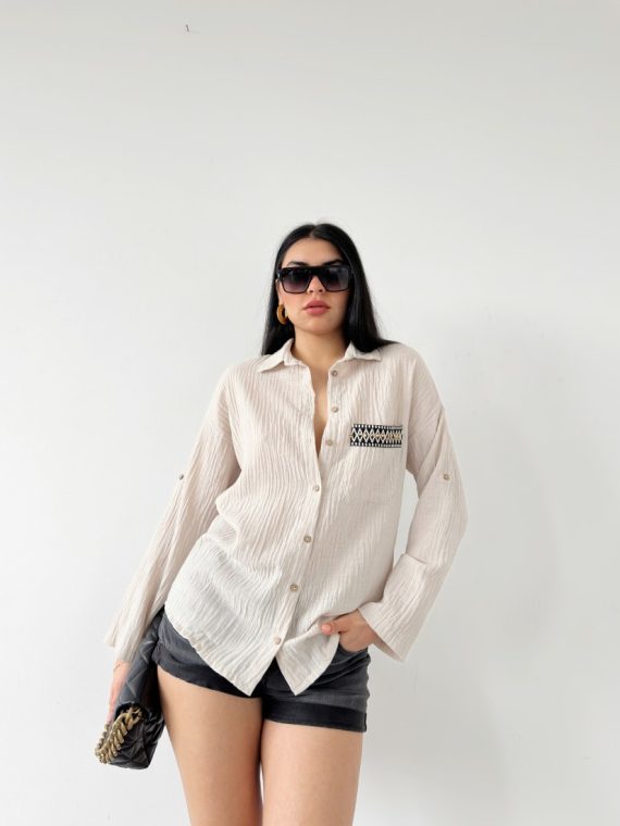 Cep Kapağı Etnik Desenli Gömlek