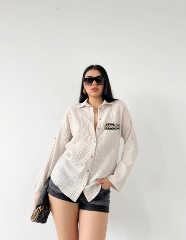 Cep Kapağı Etnik Desenli Gömlek