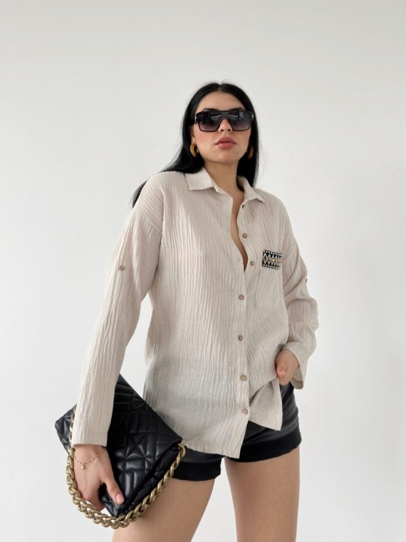 Cep Kapağı Etnik Desenli Gömlek