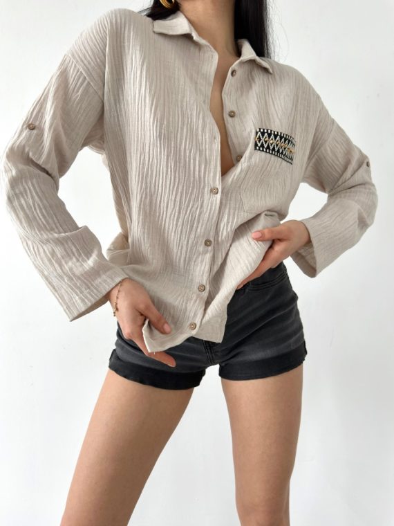 Cep Kapağı Etnik Desenli Gömlek