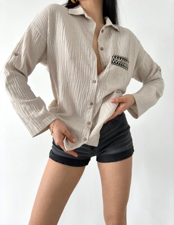 Cep Kapağı Etnik Desenli Gömlek