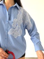 Çizgili Aplike Gömlek