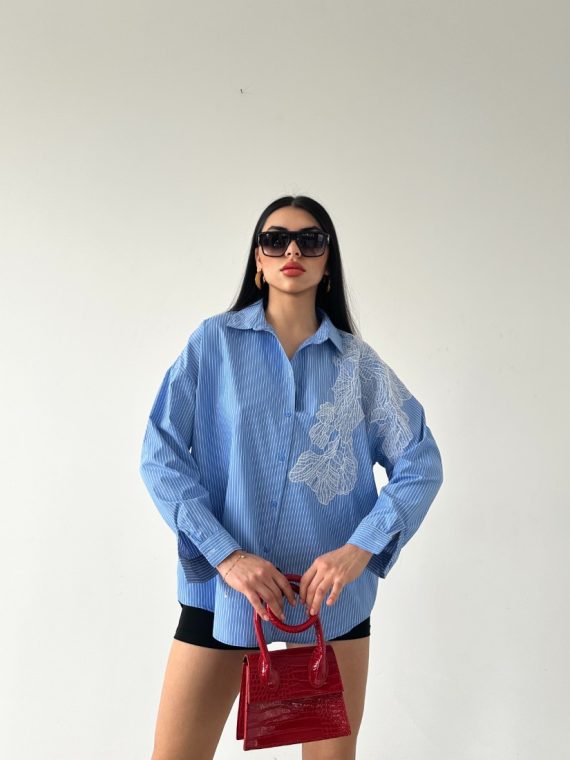 Çizgili Aplike Gömlek