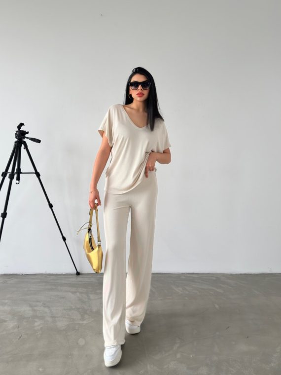 V Yaka Düşük Kol Bluz