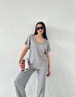 V Yaka Düşük Kol Bluz