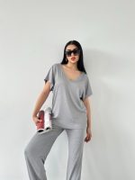 V Yaka Düşük Kol Bluz