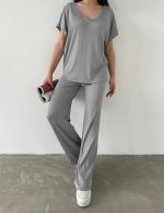 V Yaka Düşük Kol Bluz