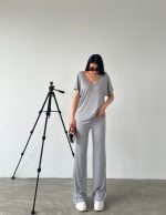 V Yaka Düşük Kol Bluz