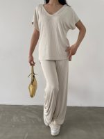 V Yaka Düşük Kol Bluz