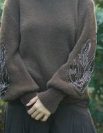 Aplikeli Balon Kol Yumoş Kazak