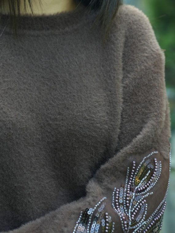 Aplikeli Balon Kol Yumoş Kazak