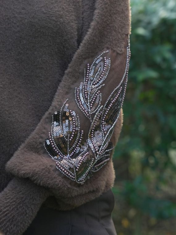 Aplikeli Balon Kol Yumoş Kazak