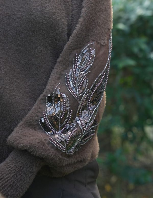 Aplikeli Balon Kol Yumoş Kazak