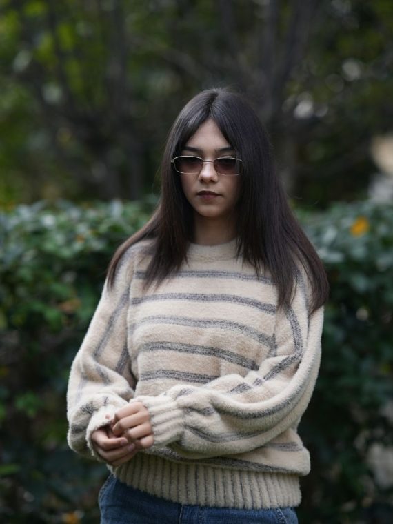 Balon Kol Çizgili Yumoş Kazak