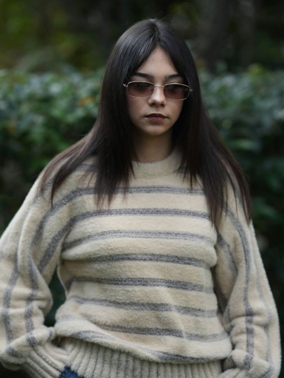 Balon Kol Çizgili Yumoş Kazak