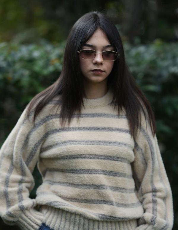 Balon Kol Çizgili Yumoş Kazak