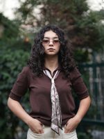 Fularlı Polo Yaka Kazak