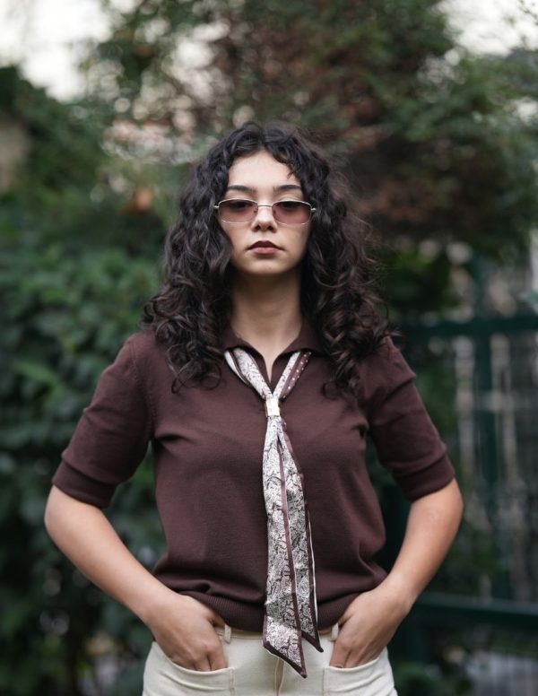 Fularlı Polo Yaka Kazak