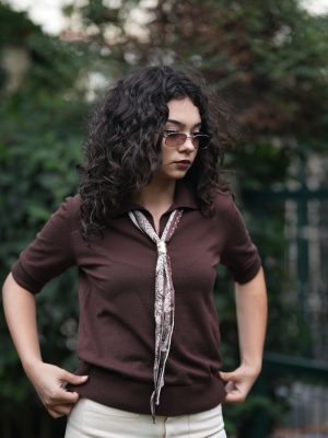 Fularlı Polo Yaka Kazak