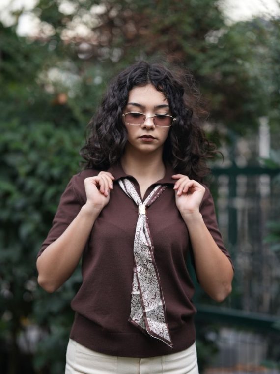 Fularlı Polo Yaka Kazak