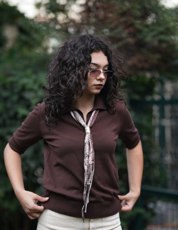 Fularlı Polo Yaka Kazak