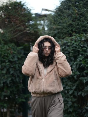 Kapüşonlu Peluş Mont